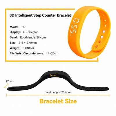 T5 Smart Fitness Bracelet – Step Counter & Vibrating Alarm=