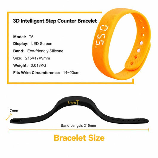 T5 Smart Fitness Bracelet – Step Counter & Vibrating Alarm=