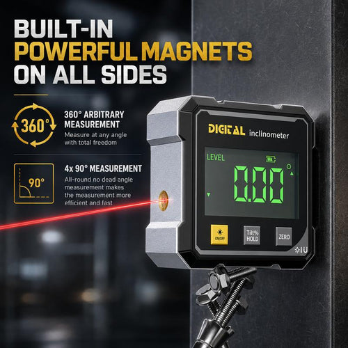 360° Magnetic Digital Angle Gauge with Dual Laser