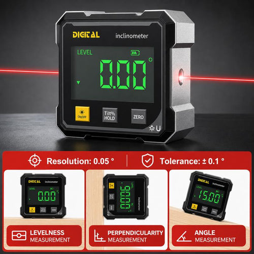 360° Magnetic Digital Angle Gauge with Dual Laser