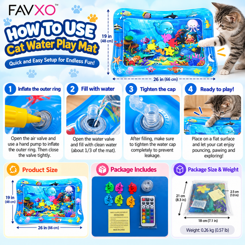 Interactive Water Play Mat for Cats & Dogs with LED Lights