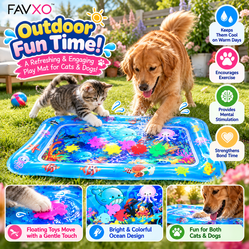 Interactive Water Play Mat for Cats & Dogs with LED Lights