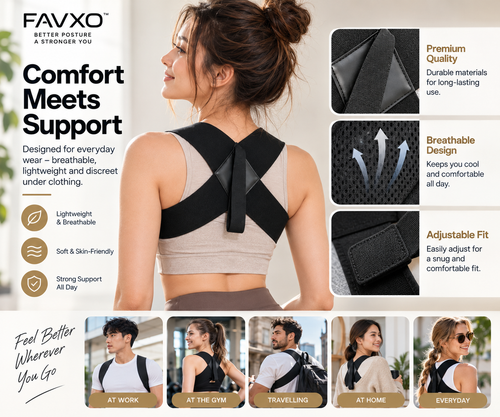 FAVXO Posture Corrector – Adjustable Back & Shoulder Support