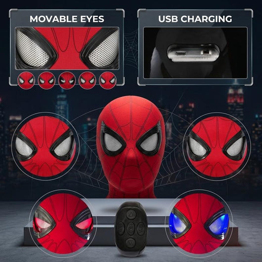 Remote-Controlled Animated Spider-Man Mask with Moving Eyes