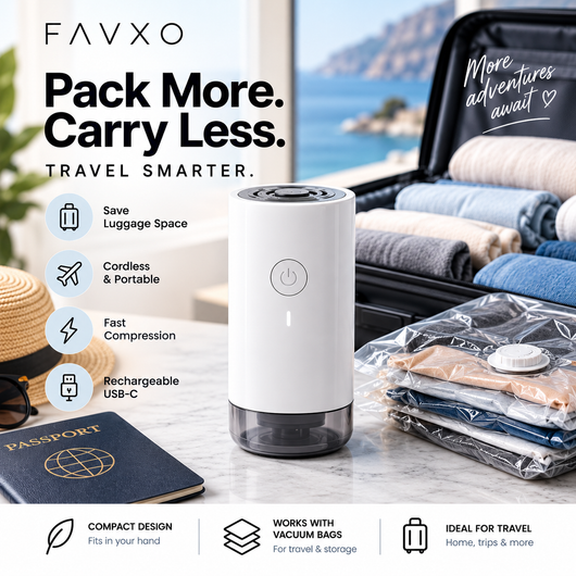 FAVXO Cordless Travel Vacuum Compression System