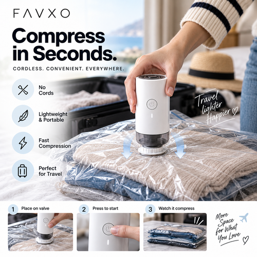 FAVXO Cordless Travel Vacuum Compression System