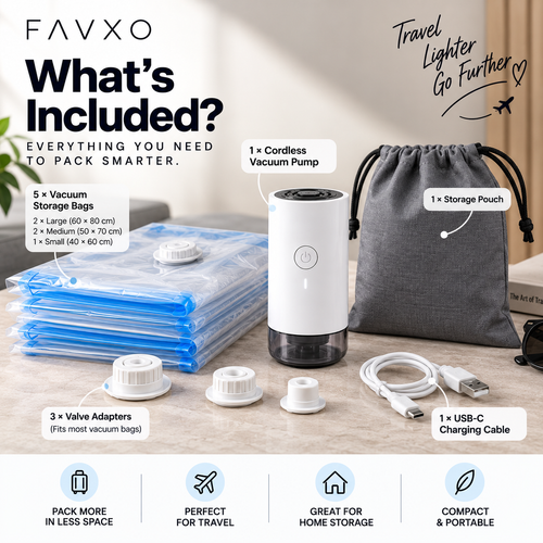 FAVXO Cordless Travel Vacuum Compression System